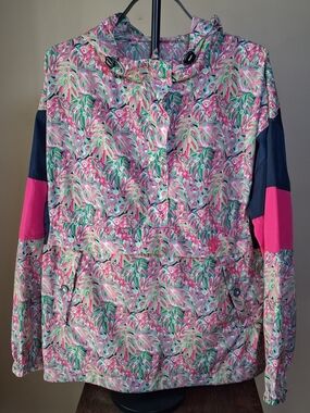 SIMPLY SOUTHERN Women's Rain Forest Pullover Hooded Rain Jacket; Size XL